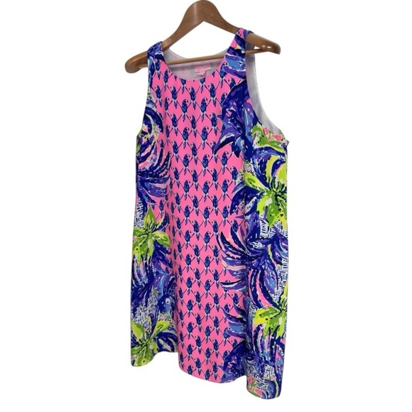 Lilly Pulitzer Jackie Pink Sunset Pecking Order Silk Shift Dress Women’s Small - Picture 6 of 12